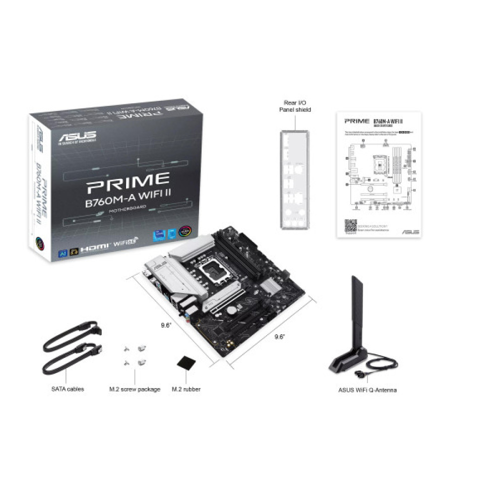Материнcька плата ASUS PRIME B760M-A WIFI II s1700 B760 4xDDR5 M.2 HDMI DP Wi-Fi BT mATX