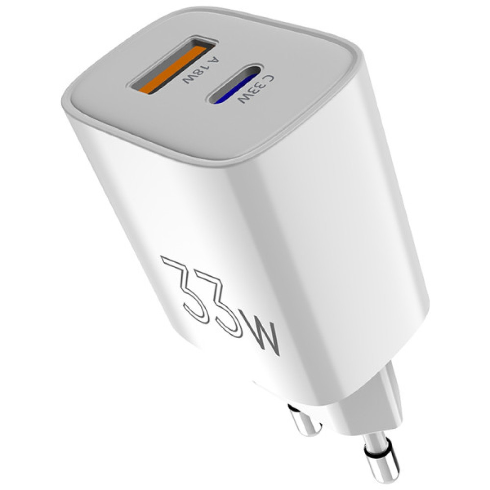 Зарядний пристрій Sigma 1xUSB-C PD33W + 1xUSB QC3.0 GaN X-power PS33-01 white (4827798527719)