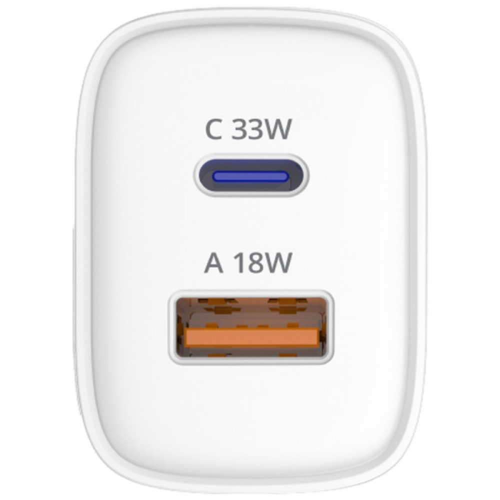 Зарядний пристрій Sigma 1xUSB-C PD33W + 1xUSB QC3.0 GaN X-power PS33-01 white (4827798527719)