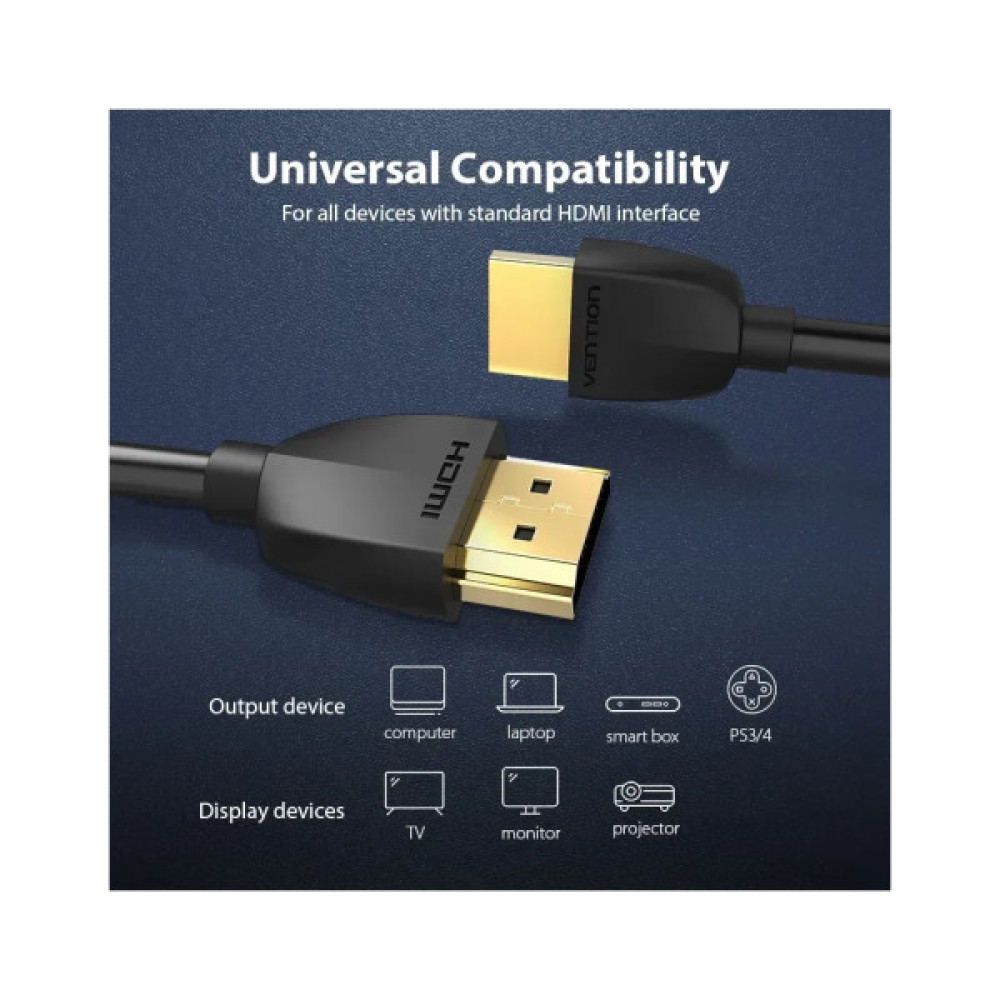 Кабель мультимедійний HDMI M to HDMI M 0.5m 4K60Hz black Vention (AAIBD)