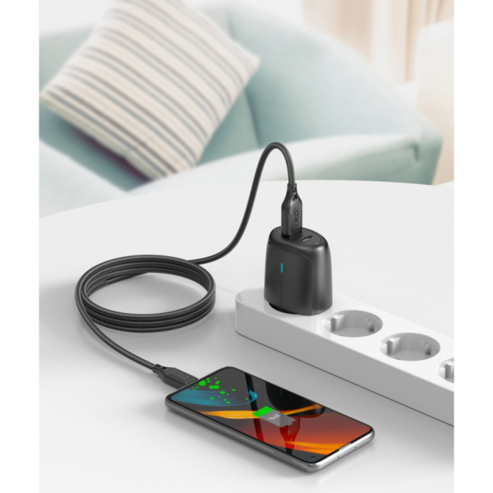 Дата кабель USB 2.0 AM to Micro 5P 1.0m braided black XO (NB235_M_Black)