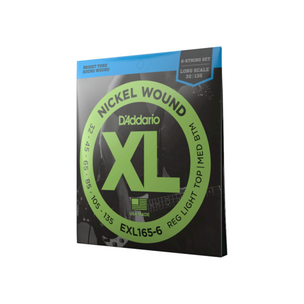 Струни для гітари D'Addario XL Nickel Wound Bass Reg Light Top / Med Bottom 6-String (32-135) (EXL165-6)