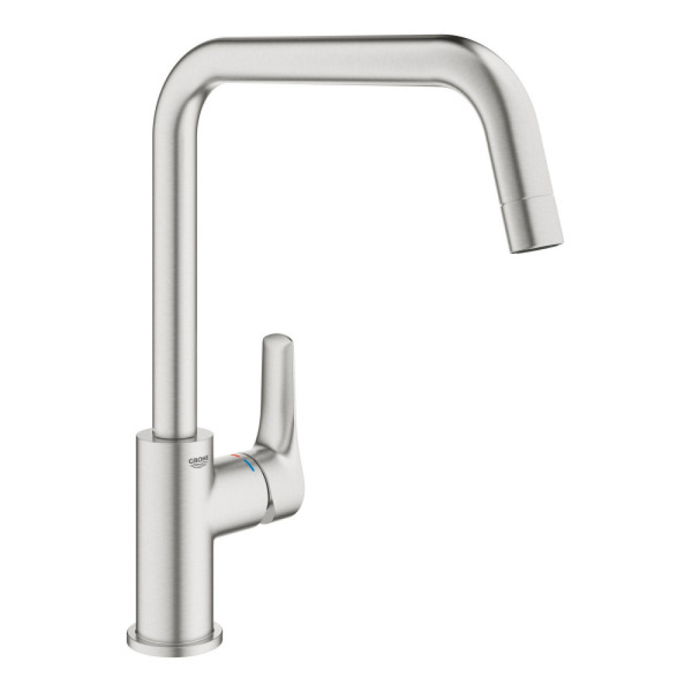 Змішувач для кухні Grohe Via, довж.виливу - 228мм, поворотний, 1важіль, супер сталь