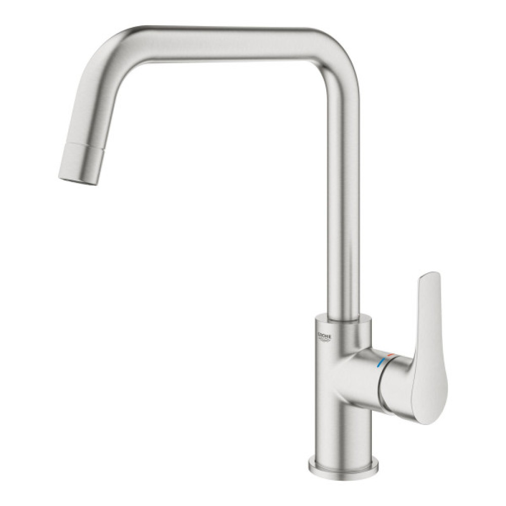 Змішувач для кухні Grohe Via, довж.виливу - 228мм, поворотний, 1важіль, супер сталь