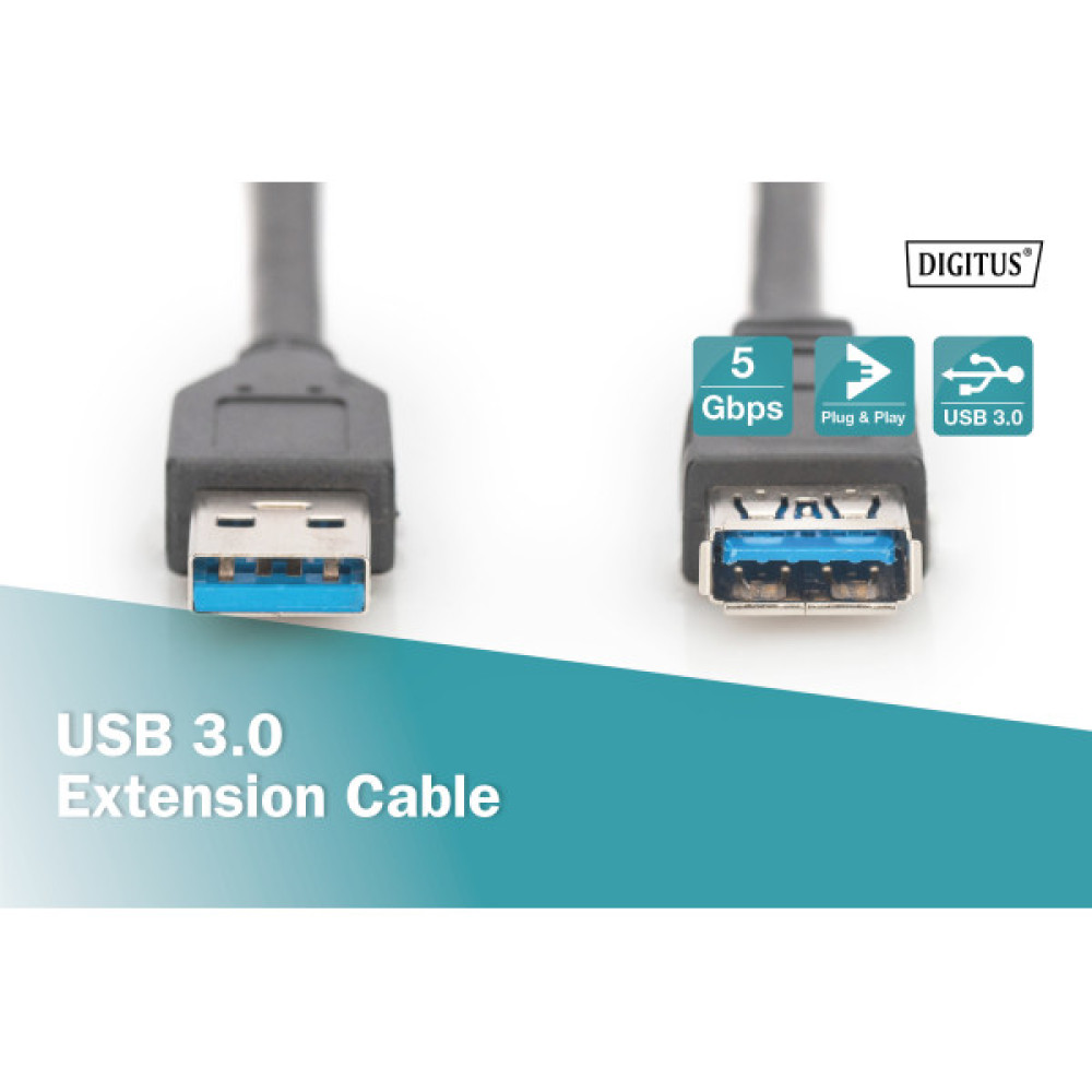 Кабель ASSMANN USB 3.0 (AM/AF) 3.0м, чорний
