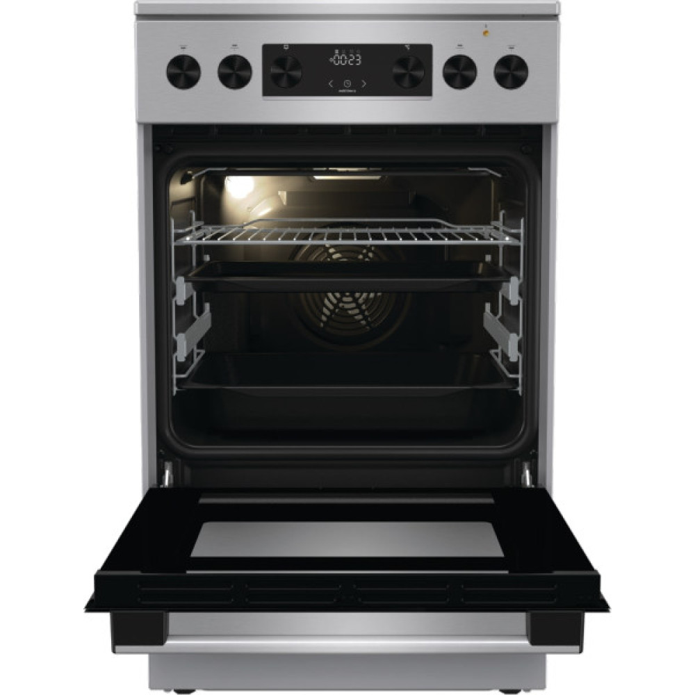 Плита Gorenje електрична склокерамічна, 70л, 50x60см, дисплей, приготування з паром, програматор, нерж