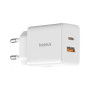 Зарядний пристрій Baseus 1xUSB-C PD30W + 1xUSB QC3.0 white (P10111404213-00)