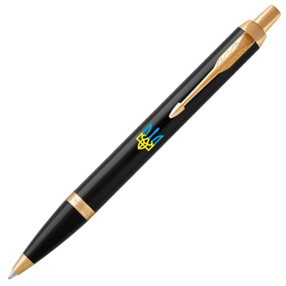 Ручка кулькова Parker IM 17 UKRAINE Black GT BP Тризуб синьо-жовтий (22032_T0016u)