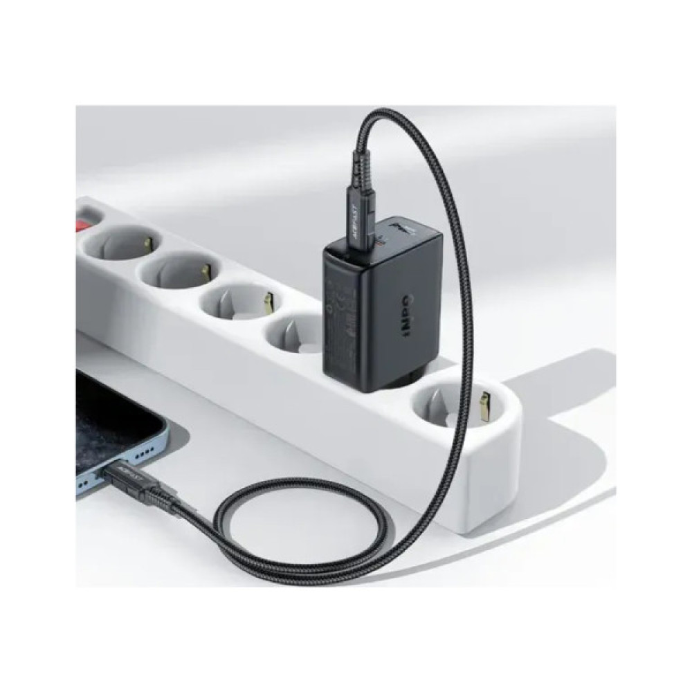 Зарядний пристрій Acefast 2xUSB 50W (USB-C+USB-C) Gan A29 Fast Charger Black (6974316281443)
