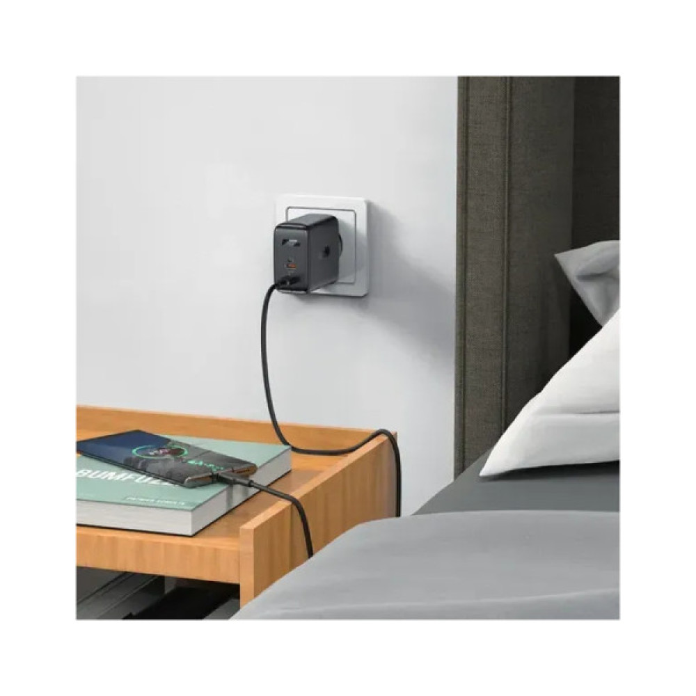 Зарядний пристрій Acefast 2xUSB 50W (USB-C+USB-C) Gan A29 Fast Charger Black (6974316281443)