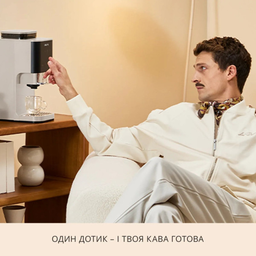 Кавомашина Krups Coffee Crush, 1.8л, зерно, ОLED дисплей, авторецептів - 2, метал, чорно-бежевий