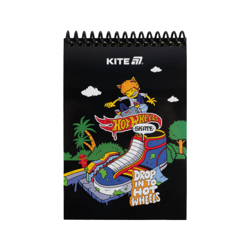 Блокнот Kite на спіралі Hot Wheels А6, 48 аркушів, нелінований (HW25-196-2)