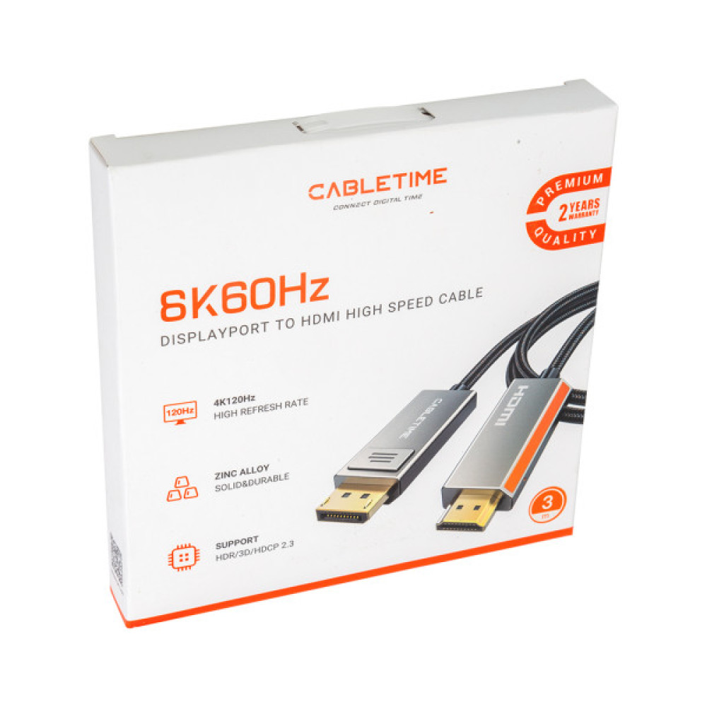 Кабель мультимедійний DisplayPort M to HDMI M 3.0m Cabletime (CA914081)