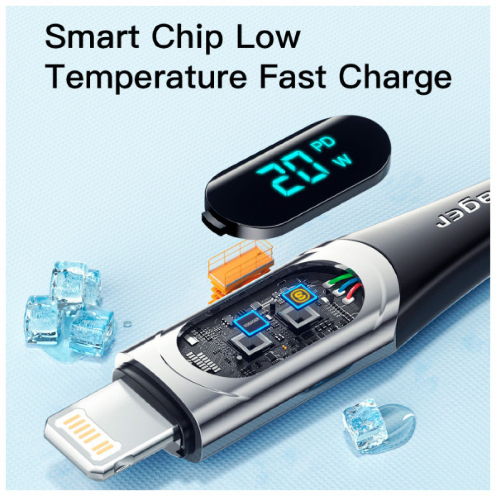 Дата кабель USB-C to Lightning 2.0m 20W Digital Display black Essager (EXCTL-YDA01)