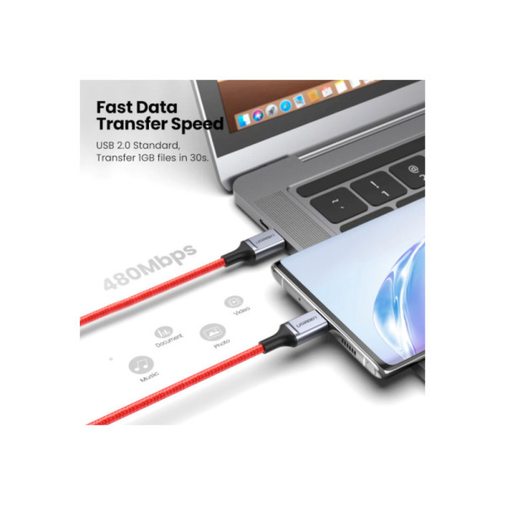 Дата кабель USB 2.0 AM to USB-C 1.0m US294 red Ugreen (60186)