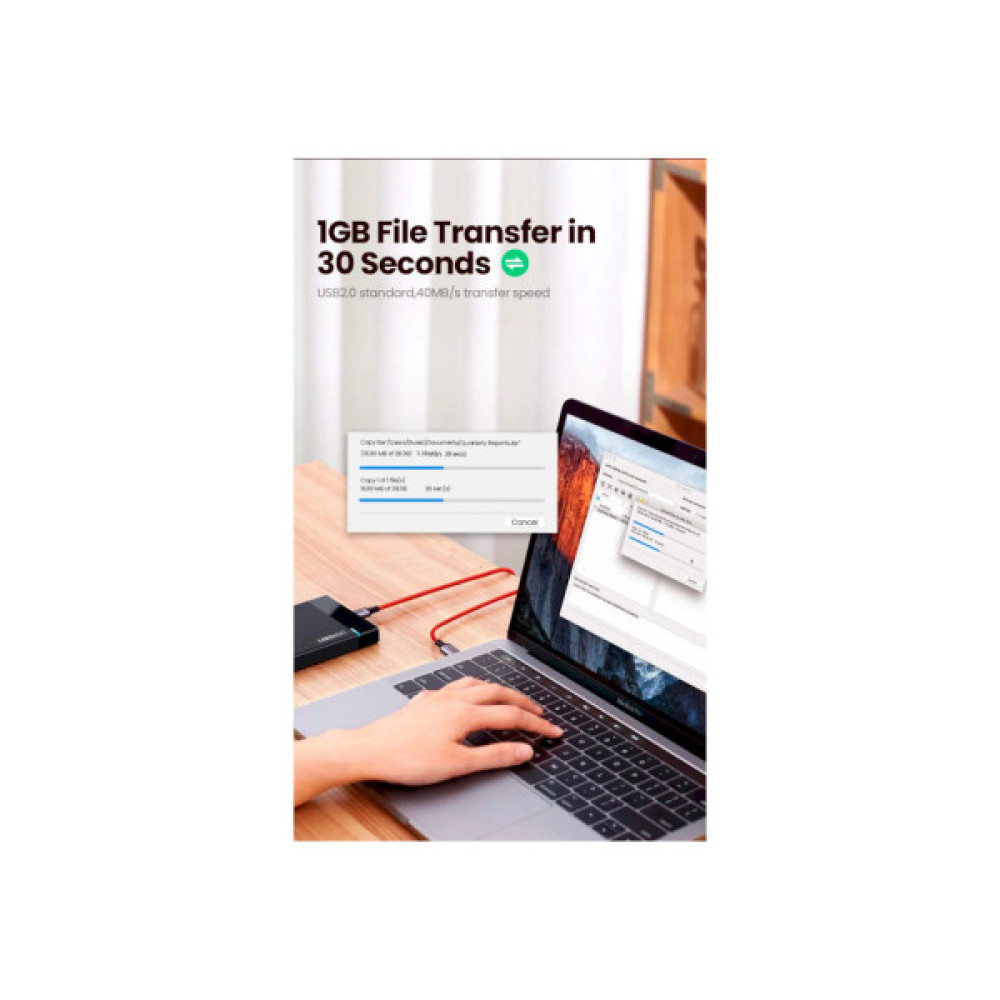 Дата кабель USB 2.0 AM to USB-C 1.0m US294 red Ugreen (60186)