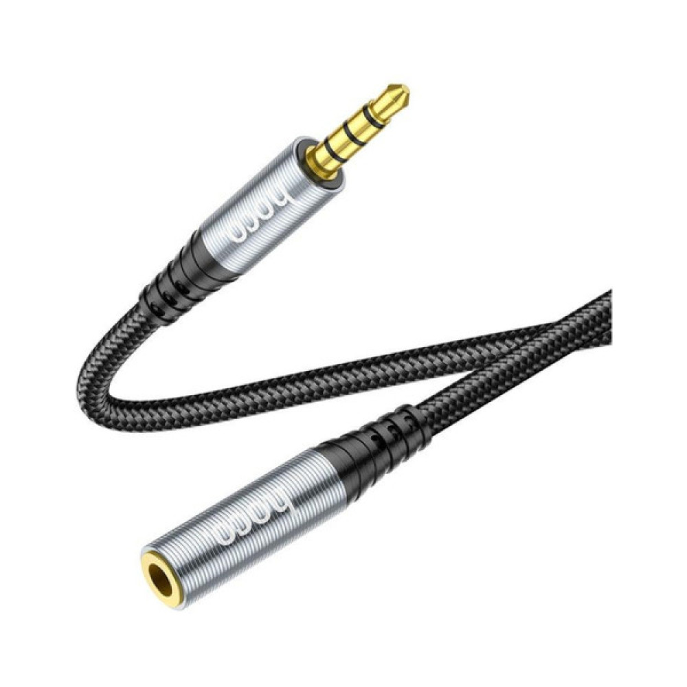 Кабель мультимедійний 3.5mm M to 3.5mm F 2.0m Gray HOCO (6931474762160)