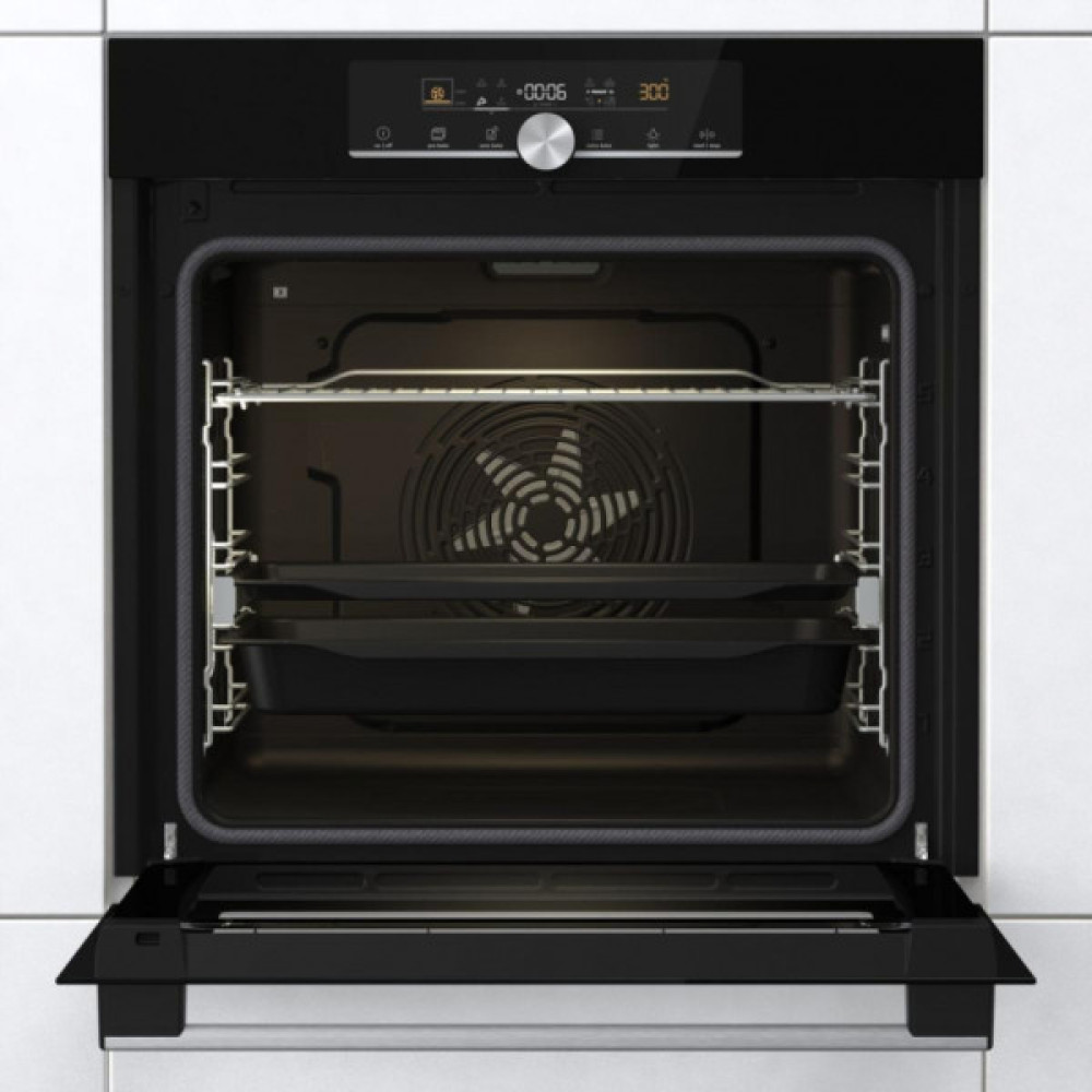 Духова шафа Gorenje духова електрична, 77л, A+, дисплей, піроліз, чорний