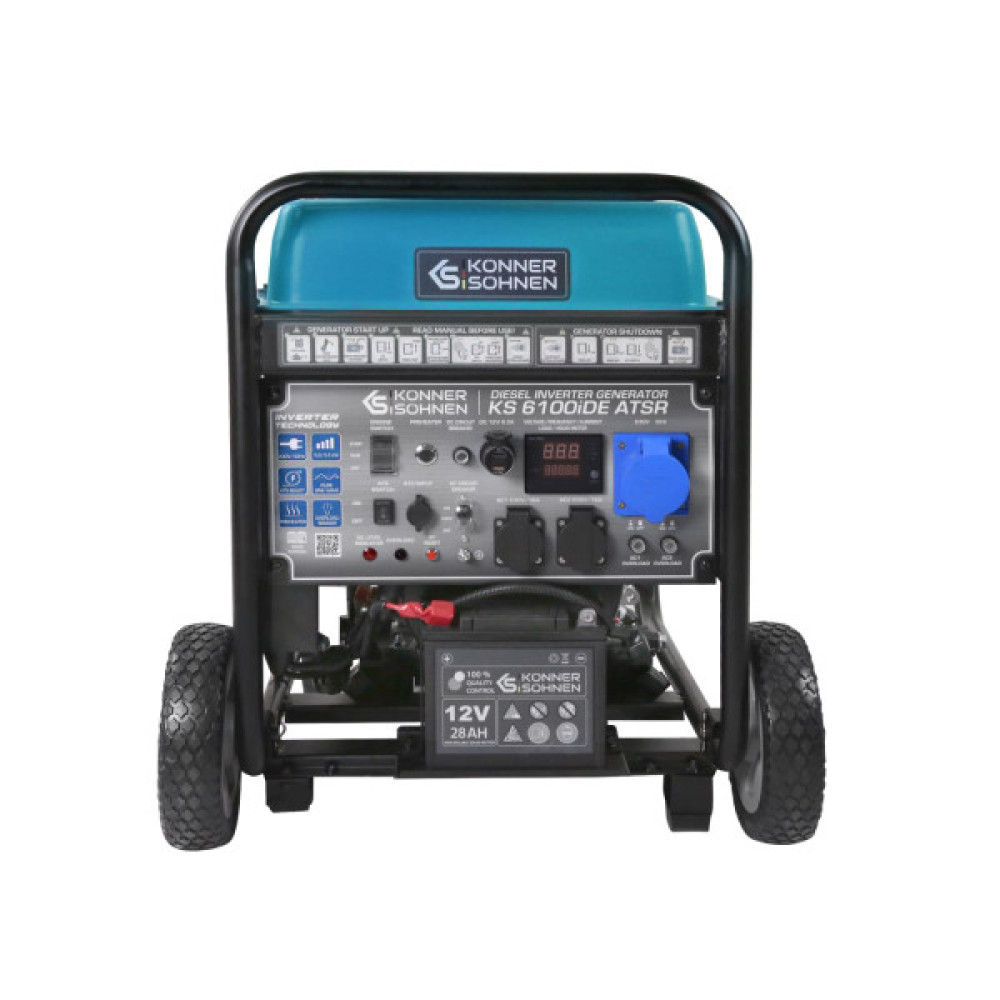 Генератор дизельний інверторний Konner&Sohnen KS 6100iDE ATSR, 230В, 5.5кВт, АВР(ATS), електростартер, 98кг
