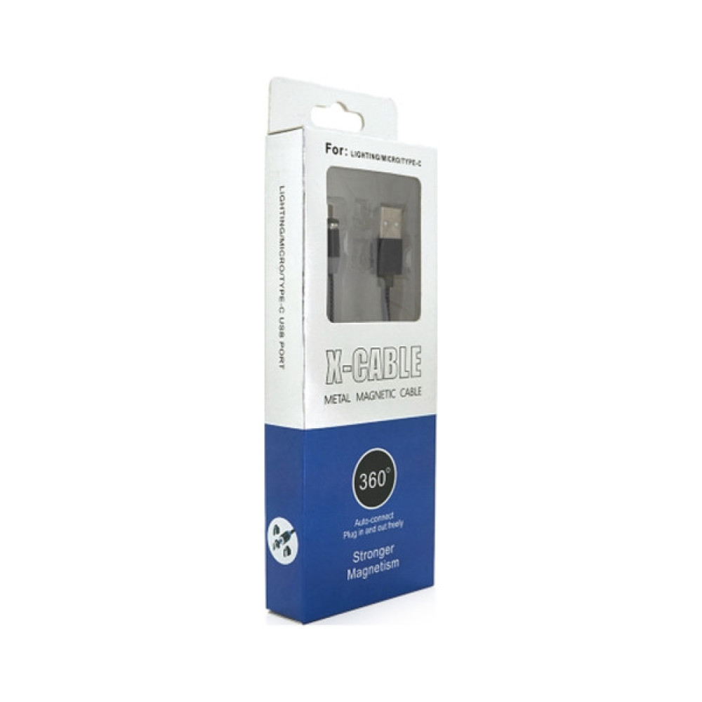 Дата кабель USB 2.0 to Lightning 2.0m 2A magnetic nylon black PiPo (18166)