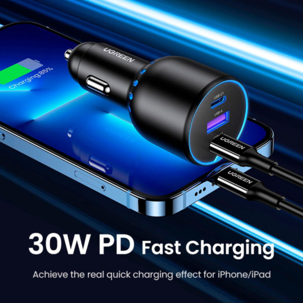 Зарядний пристрій Ugreen 3xUSB 130W (2xUSB-C+USB-A) QC 3.0 black (CD293) (90413)