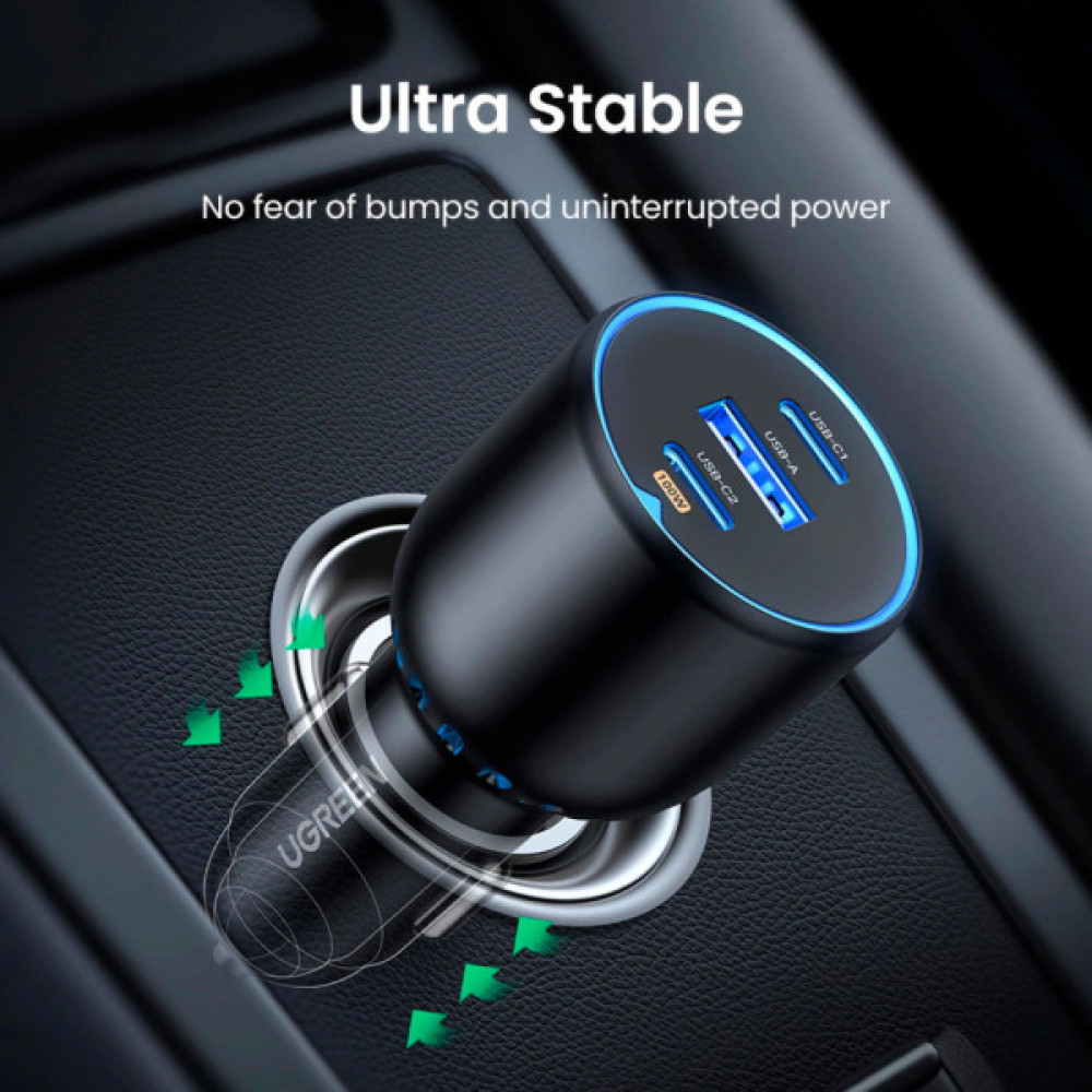 Зарядний пристрій Ugreen 3xUSB 130W (2xUSB-C+USB-A) QC 3.0 black (CD293) (90413)