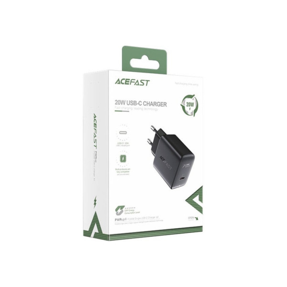 Зарядний пристрій Acefast 1xUSB-C PD20W A1 black (6974316280033)