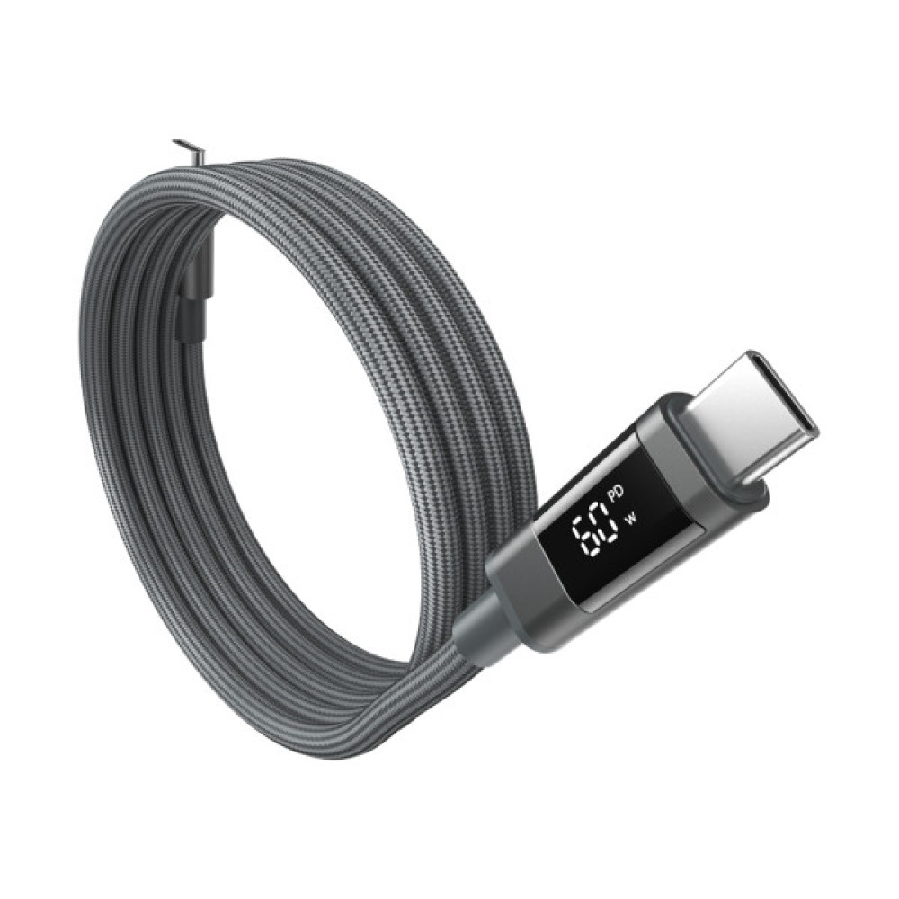 Дата кабель USB-C to USB-C 1.2m PD60W magnetic digital display nylon gray Choetech (XCC-1067-GY)