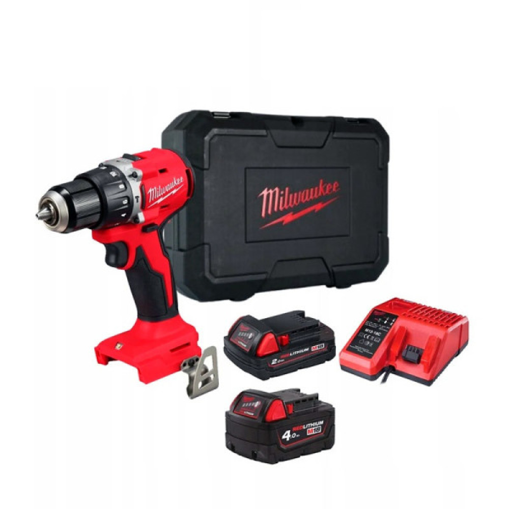 Шурупокрут-дриль акумуляторний Milwaukee М18 BLPDRC-422С 18В 1х2А·год 1х4А·год 60Нм 500·1700об·хв ЗП M12-18C кейс 1.5кг