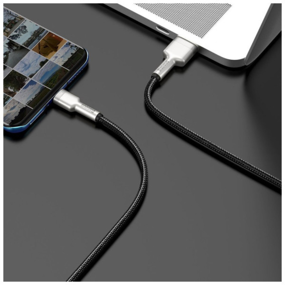 Дата кабель USB 3.1 AM to USB-C 0.25m 6.0A 66W Cafule Series Metal Black Baseus (CAKF000001)