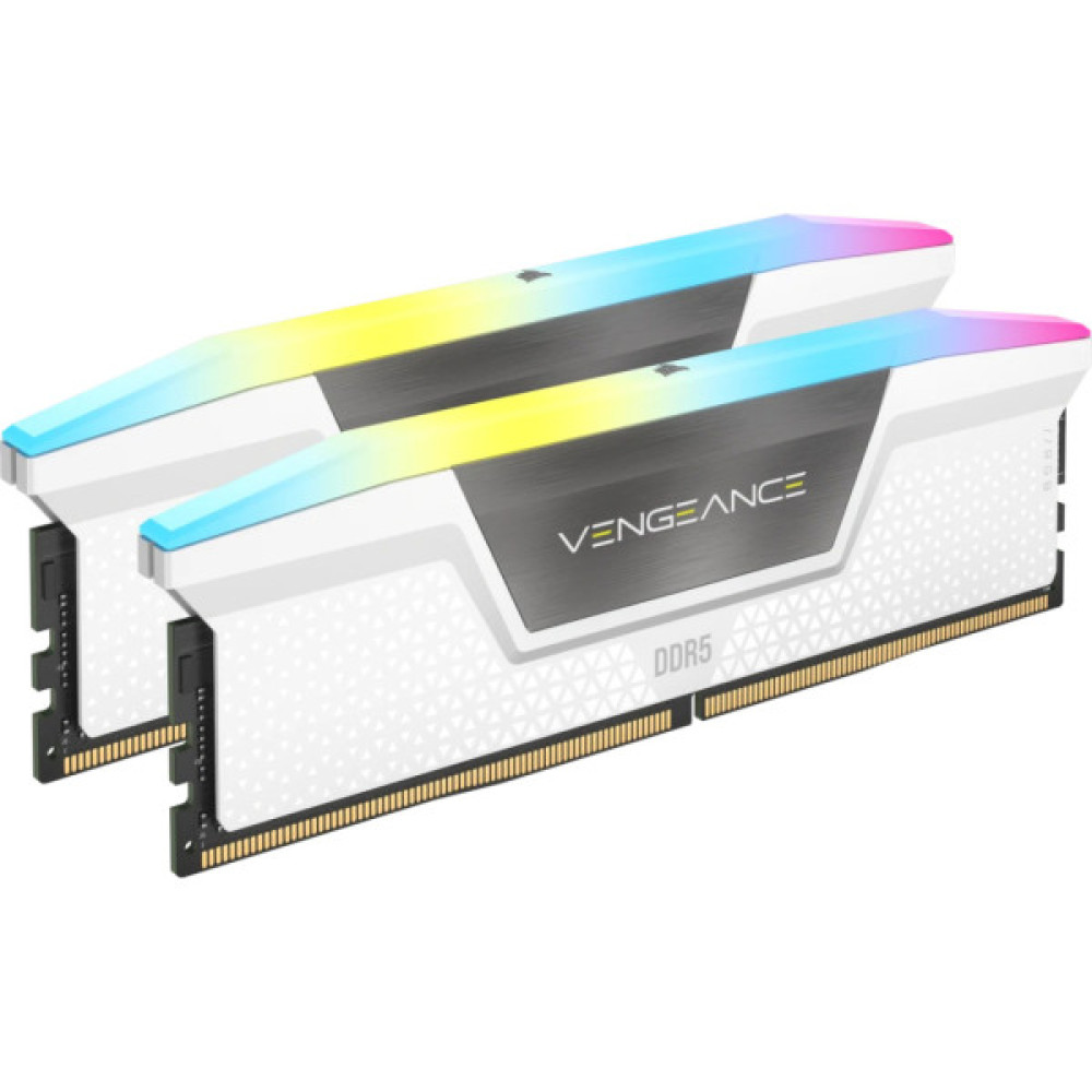 Модуль пам'яті для комп'ютера DDR5 64GB (2x32GB) 6000 MHz Vengeance RGB White Corsair (CMH64GX5M2B6000Z30W)