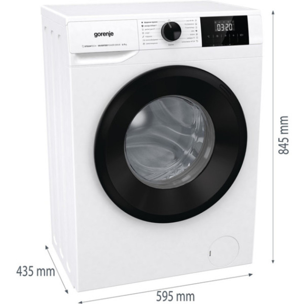 Пральна машина Gorenje фронтальна, 7кг, 1200, A++, 43.5см, дисплей, пар, інвертор, білий