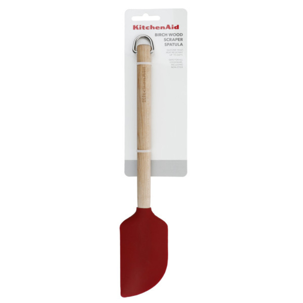 Лопатка кухонна KitchenAid Coreline для тіста, 31,8 см, береза, червоний (KQR731OHERE)