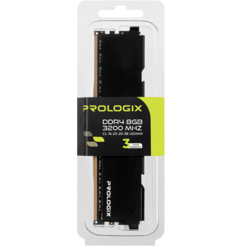Модуль пам'яті для комп'ютера DDR4 8GB 3200 MHz Black Prologix (PRO8GB3200B4)