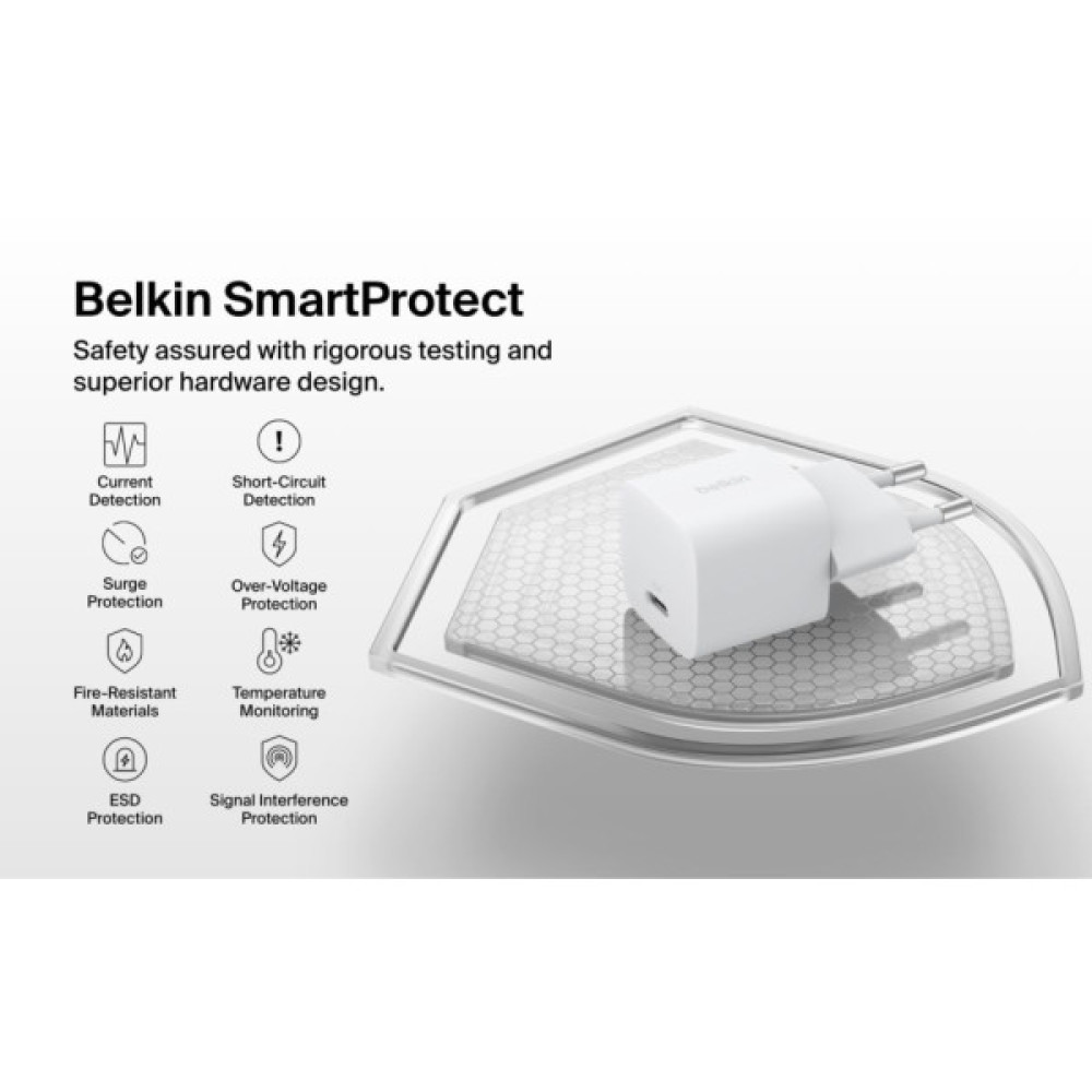 Зарядний пристрій Belkin USB-C PD25W PPS white (WCA012KQWH)