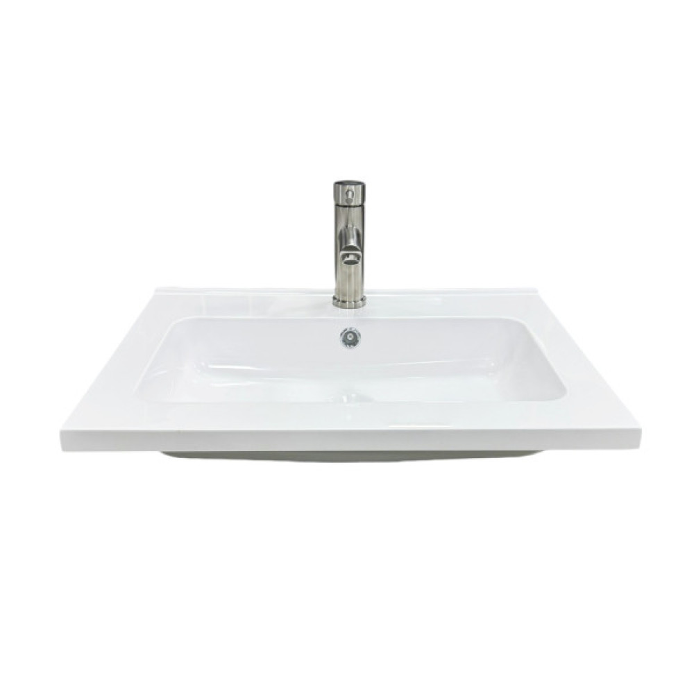 Набір для ванної кімнати, раковина, умивальник Adamant FLATE 60, штучний камінь, прямокут., з сифоном Click-Clack + змішувач