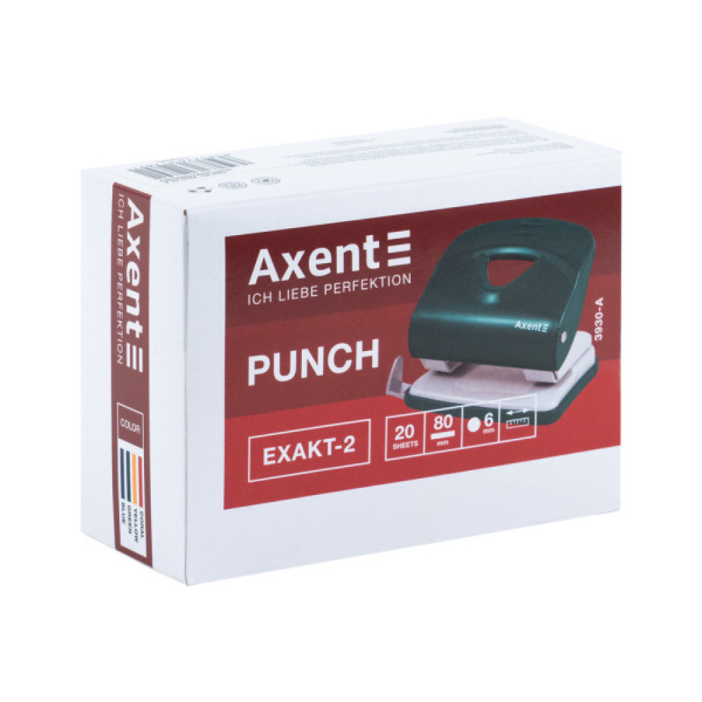 Діркопробивач Axent Exakt-2 металевий, 30арк, Earth colors кораловий (3930-28-A)