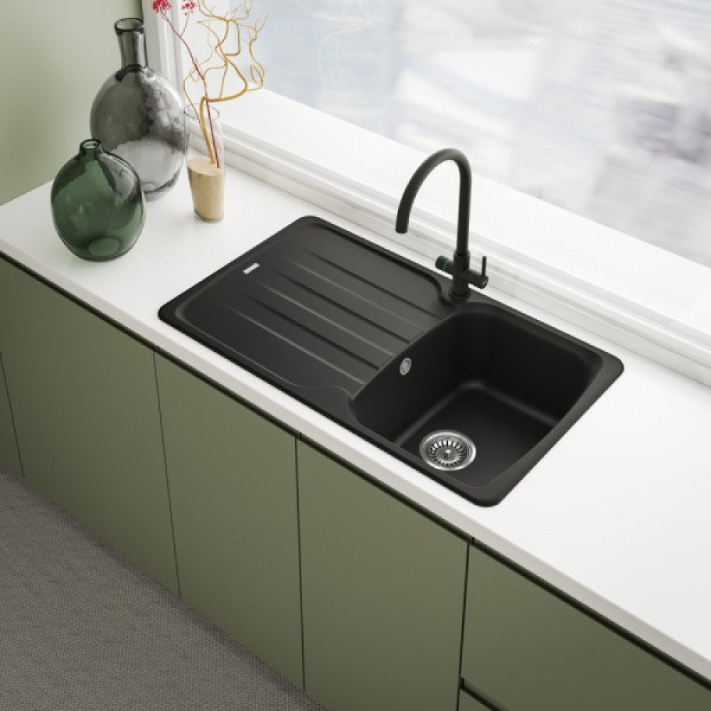 Змішувач для кухні Franke Lina J Clear Water 2.0, довж.виливу - 212 мм, поворотний, 1+1 фільтр, чорний матовий