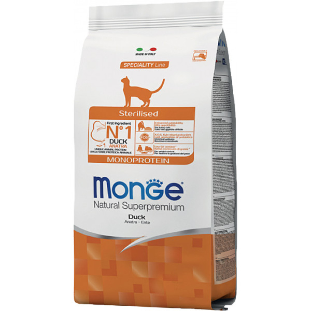 Сухий корм для кішок Monge Cat Sterilised з качкою 10 кг (8009470056182)