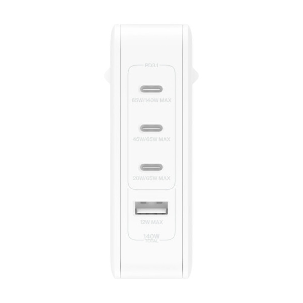 Зарядний пристрій Belkin 140W 3хUSB-С GAN PD PPS USB-A White (WCH014BTWH)