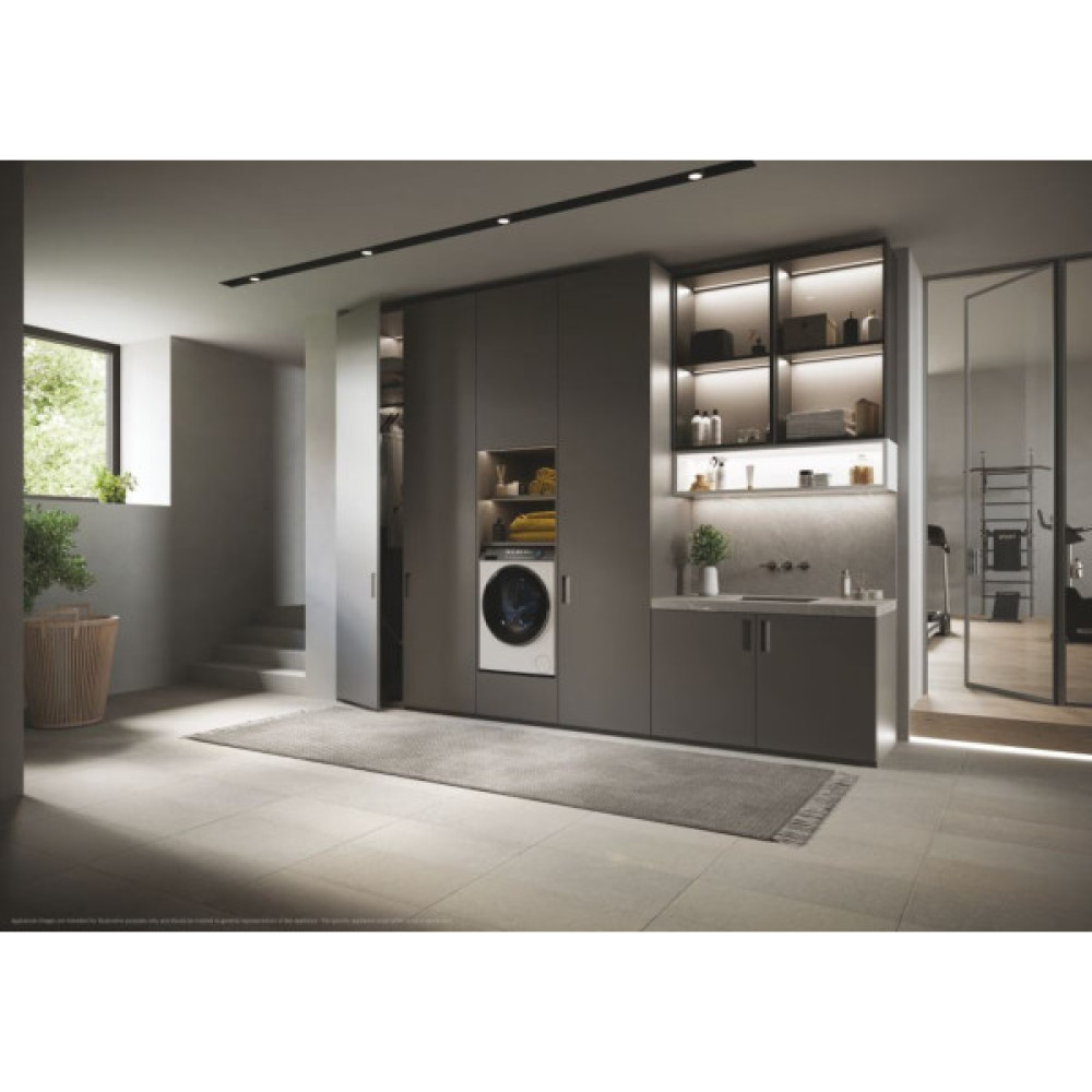 Пральна машина Haier фронтальна, 12кг, 1400, A+++, 60см, дисплей, пара, інвертор, люк чорний, прямий привід, білий