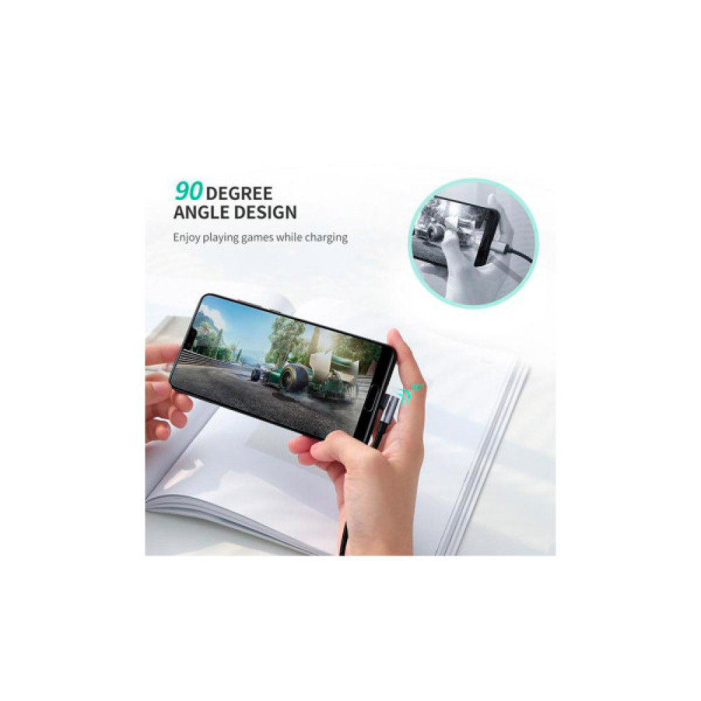 Дата кабель USB 2.0 AM to USB-C 3.0m 3A US284 90° corner black Ugreen (70255)