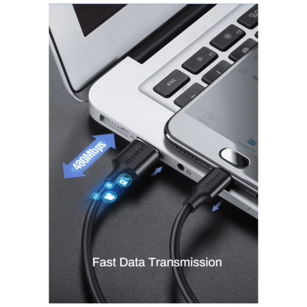 Дата кабель USB 2.0 AM to Micro 5P 3.0m 2A US289 black Ugreen (60827)
