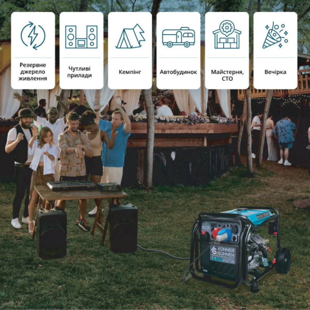 Генератор інверторний бензиновий Konner&Sohnen KS 8100iE 1/3 ATSR 230/400В 8/8.5кВт АВР(ATS) електростартер 68кг