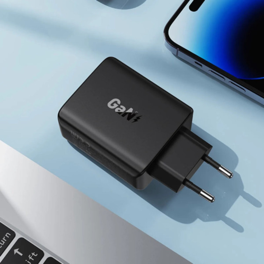 Зарядний пристрій Acefast 4xUSB 45W (2xUSB-C+2xUSB-A) Gan A61 Fast Charger Black (6974316282754)