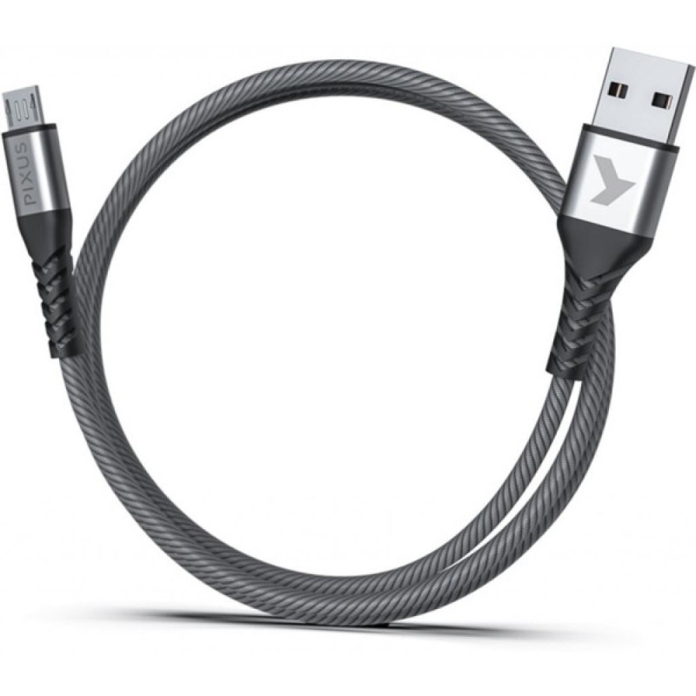Дата кабель USB 2.0 AM to Micro 5P 1.0m Flex Gray Pixus (4897058531145)