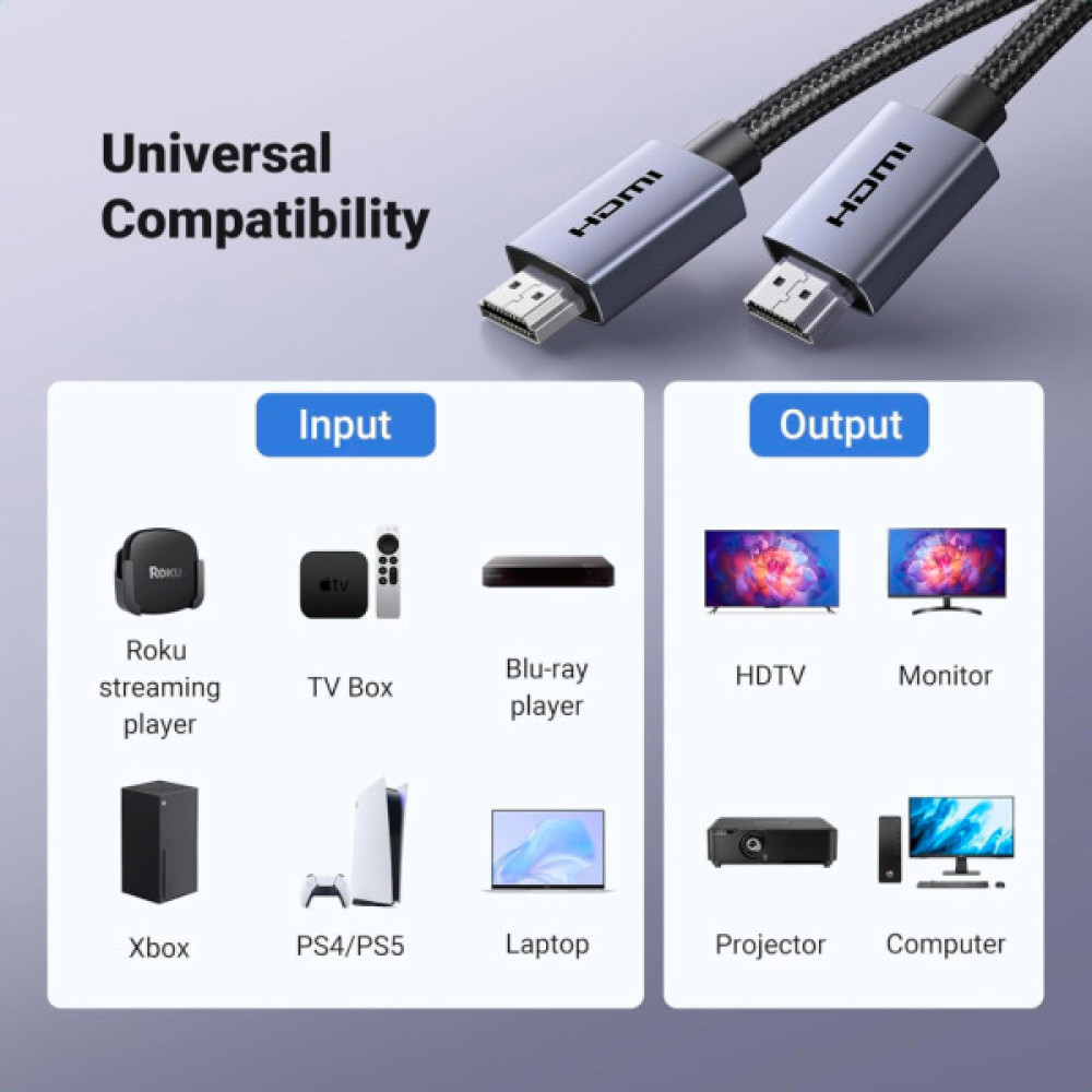Кабель мультимедійний HDMI M to HDMI M 2.0m V2.0 4K60Hz HD153 black Ugreen (25299)