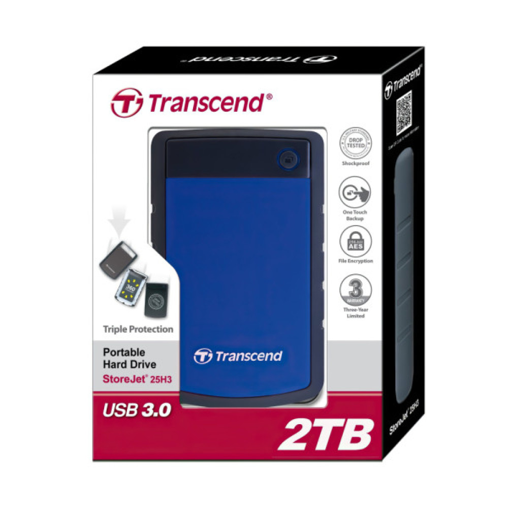 Зовнішній жорсткий диск 2.5" 2TB Transcend (TS2TSJ25H3B)
