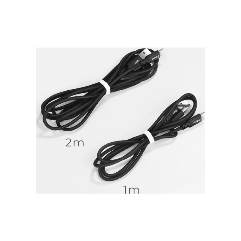 Дата кабель USB 2.0 AM to USB-C 1.0m 3A nylon black HOCO (6957531062868)