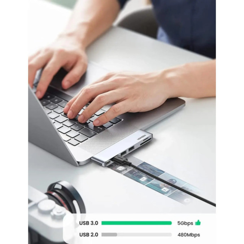 Концентратор Ugreen 2xUSB-C to 3xUSB 3.0 + SD/TF + PD CM251 gray (60560) Концентратор Ugreen 2xUSB-C to 3xUSB 3.0 + SD/TF + PD CM251 gray (60560)